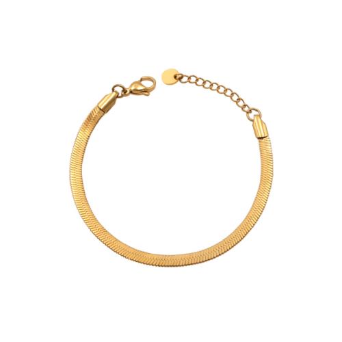 304 Stainless Steel Bracelet, with 1.6inch extender chain, gold color plated, fashion jewelry & snake chain & for woman Approx 5.5 Inch 