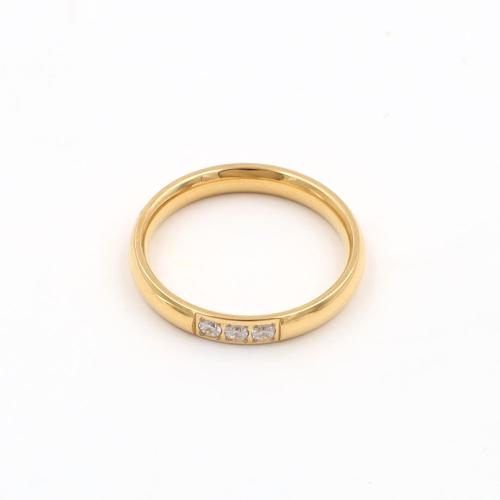 304 Stainless Steel Finger Ring, gold color plated & micro pave cubic zirconia & for woman, US Ring 