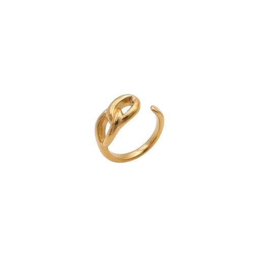 Titanium Steel Finger Ring, Geometrical Pattern, gold color plated & for woman & hollow, US Ring 
