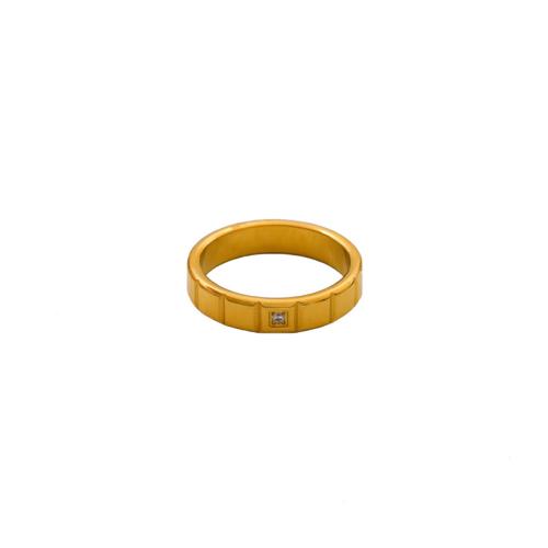 Titanium Steel Finger Ring, gold color plated, fashion jewelry & for woman & with rhinestone, US Ring 