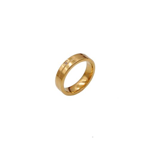 acero inoxidable 304 anillo, chapado en color dorado, Joyería & micro arcilla de zirconia cúbica & para mujer, tamaño:6, Vendido por UD