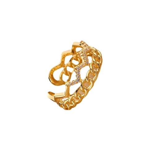 Zircon pavent l'anneau en laiton de doigt, bijoux de mode & pavé de micro zircon & pour femme, doré Vendu par PC