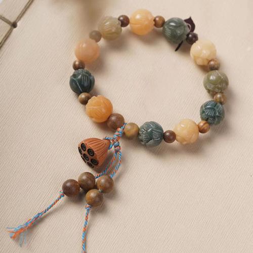 Multi-pierres précieuses bracelet, avec Perles en bois de Bodhi, bijoux de mode & unisexe 8cm, Vendu par PC