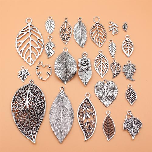 Zinc Alloy Leaf Pendants, antique silver color plated, DIY 