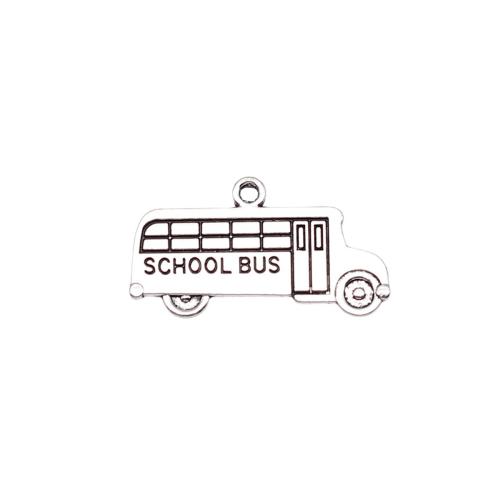 Vehículo en forma de colgantes de la aleación de Zinc, Autobús, chapado en color de plata antigua, Bricolaje, 23x13mm, Vendido por UD