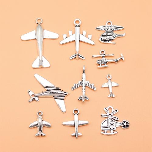 Zinc Alloy Jewelry Pendants, Airplane, antique silver color plated, DIY 