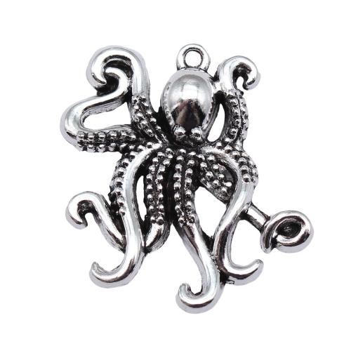 Zinc Alloy Animal Pendants, Octopus, antique silver color plated, DIY 