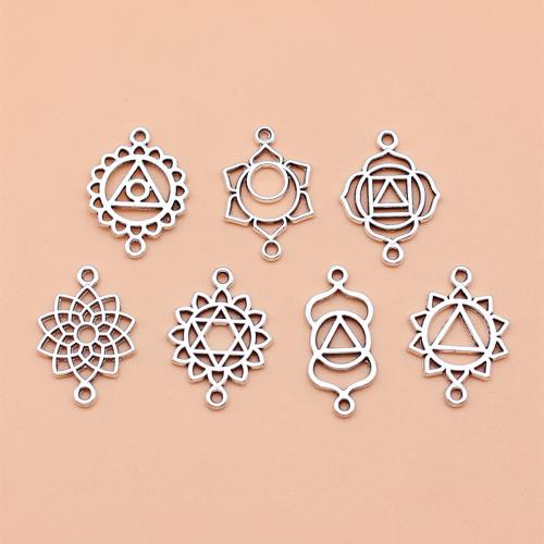 Zinc Alloy Charm Connector, Flower, antique silver color plated, DIY & 1/1 loop & hollow 