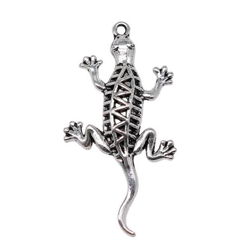 Zinc Alloy Animal Pendants, Gecko, antique silver color plated, DIY 