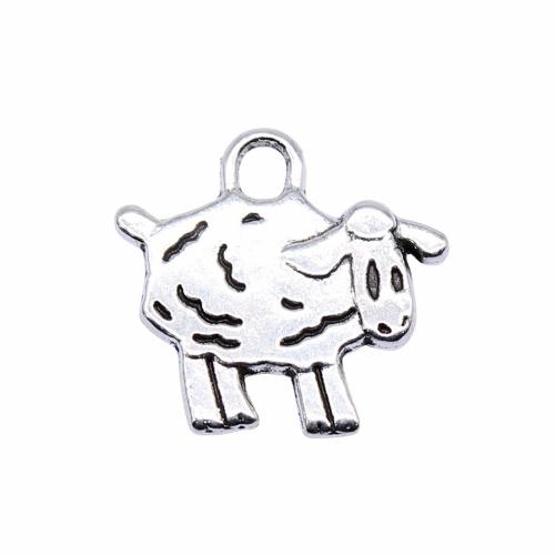 Подвески из цинкового сплава в форме животных, цинковый сплав, Овца, плакированный цветом под старое серебро, DIY продается PC