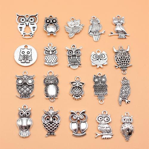 Zinc Alloy Animal Pendants, Owl, antique silver color plated, DIY 