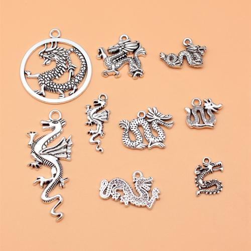 Zinc Alloy Jewelry Pendants, Dragon, antique silver color plated, DIY 