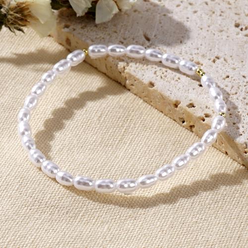 Plastik Perlen Armbänder, Kunststoff Perlen, für Frau, weiß, Länge:17.5 cm, verkauft von PC