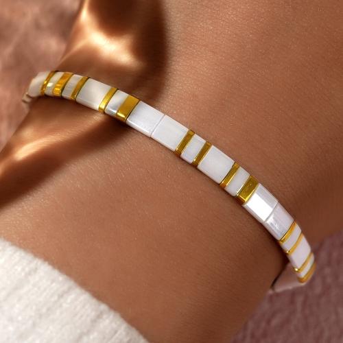 Glas Samen Armbänder, TILA+Perlen, für Frau, weiß, Länge:16-16.5 cm, verkauft von PC