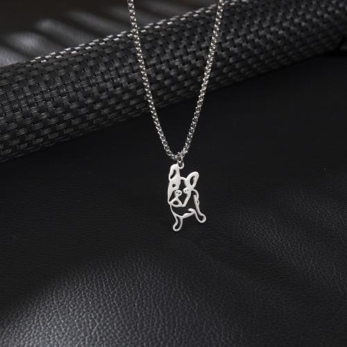 Stainless Steel Sweater Chain Necklace, 304 Stainless Steel, Dog, silver color plated, for man cm 