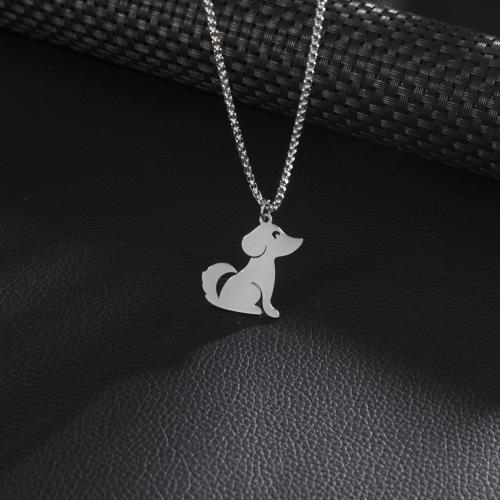 Stainless Steel Sweater Chain Necklace, 304 Stainless Steel, Dog, silver color plated, Unisex cm 