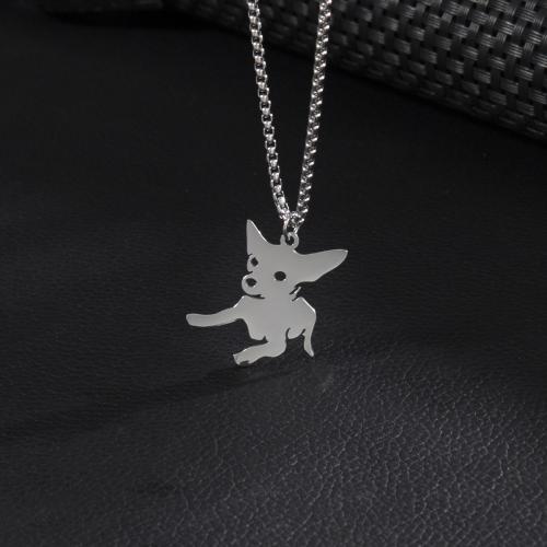 Stainless Steel Sweater Chain Necklace, 304 Stainless Steel, Cat, silver color plated, for man cm 