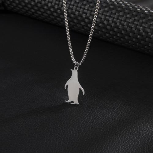 Stainless Steel Sweater Chain Necklace, 304 Stainless Steel, Penguin, silver color plated, Unisex cm 