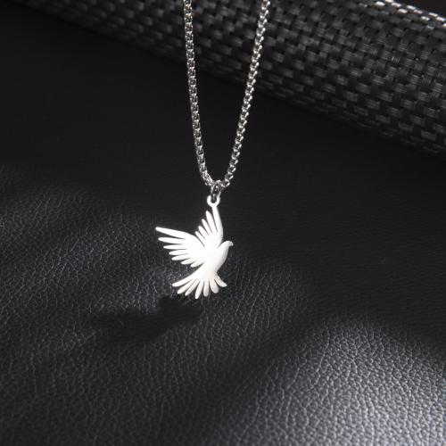 Stainless Steel Sweater Chain Necklace, 304 Stainless Steel, Bird, silver color plated, Unisex cm 