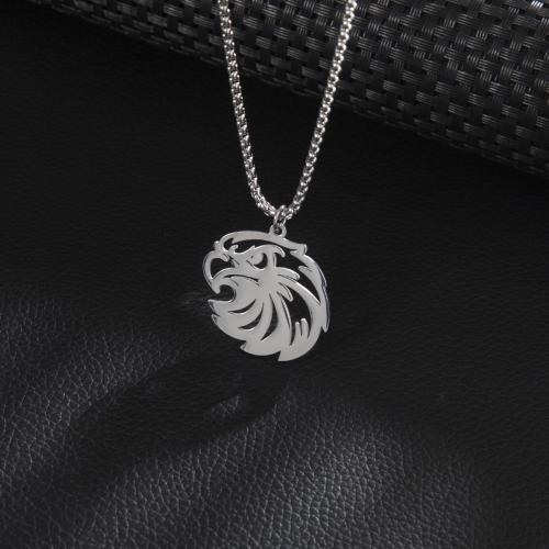 Stainless Steel Sweater Chain Necklace, 304 Stainless Steel, eagle, silver color plated, Unisex & hollow cm 