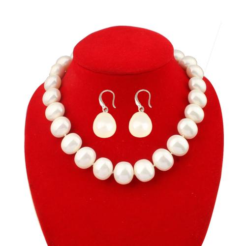 South Sea Shell Jewelry Sets, Shell Pearl, 2 pieces & fashion jewelry, mixed colors, Bead necklace 45cm 