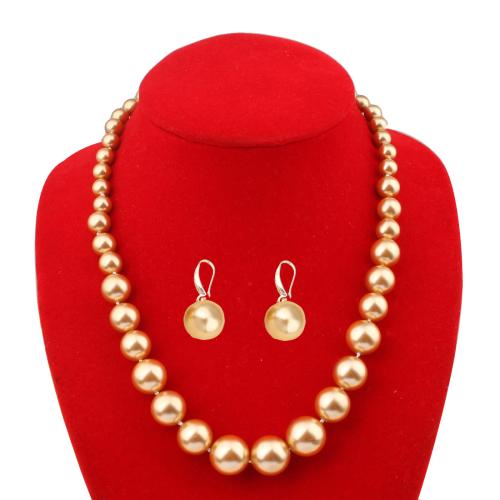 South Sea Shell Jewelry Sets, Shell Pearl, 2 pieces & fashion jewelry, mixed colors, Bead 8-16mm, necklace 48m cm 