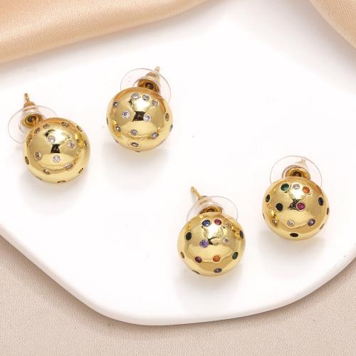 Cubic Zirconia Micro Pave Brass Earring, gold color plated, fashion jewelry & micro pave cubic zirconia 