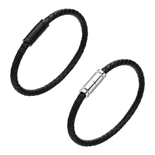PU Leather Cord Bracelets, 304 Stainless Steel, with PU Leather, plated, fashion jewelry & for man .46 Inch 
