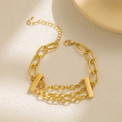 Fashion Zinc Alloy Bracelets, with 1.97 Inch extender chain, three layers & fashion jewelry & for woman, gold Approx 6.89 Inch 