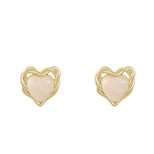 Enamel Zinc Alloy Stud Earring, Heart, fashion jewelry & for woman 