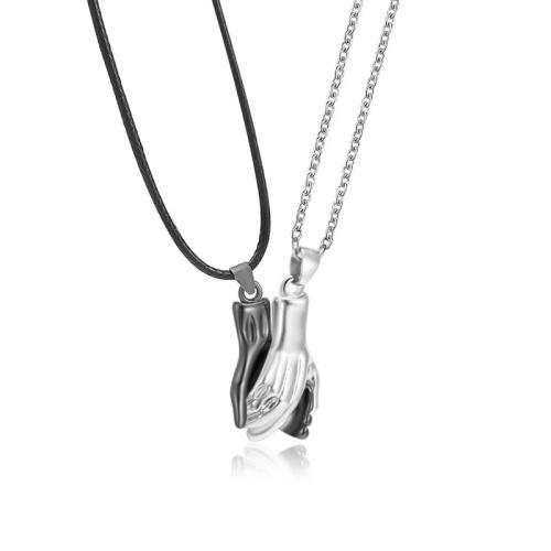 Couple Zinc Alloy Necklace, with Wax Cord, plated, 2 pieces & Unisex Approx 51-60 cm 