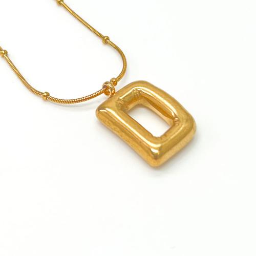 Edelstahl Schmuck Halskette, 304 Edelstahl, mit 18 K Gold, plattiert, Buchstaben sind von A bis Z & verschiedene Stile für Wahl & für Frau, goldfarben, Länge:ca. 41-50 cm, verkauft von PC
