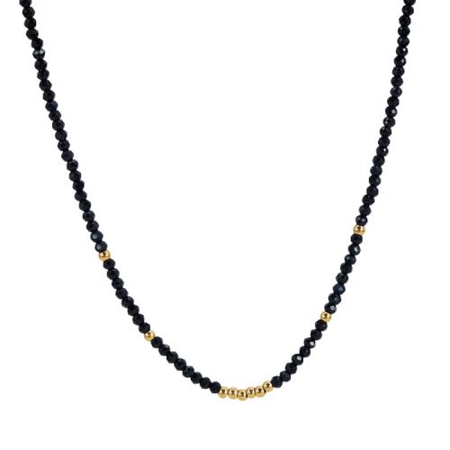 Titan Schmuck Halskette, Titanstahl, mit Verlängerungskettchen von 5cm, handgemacht, für Frau & mit Strass, schwarz, Länge:40 cm, verkauft von PC