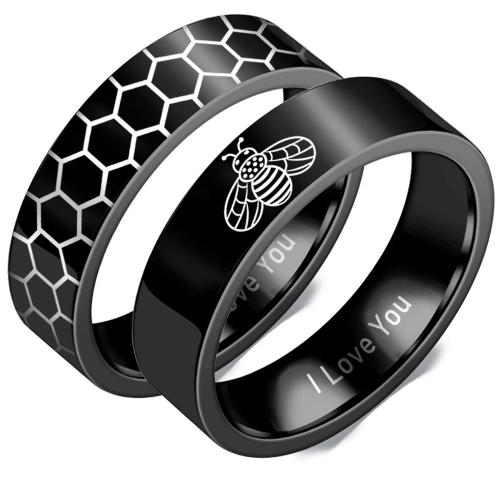 Пара кольца палец, Нержавеющая сталь 304, вакуумное ионное покрытие, Мужская & разный размер для выбора & разные стили для выбора, черный, продается PC