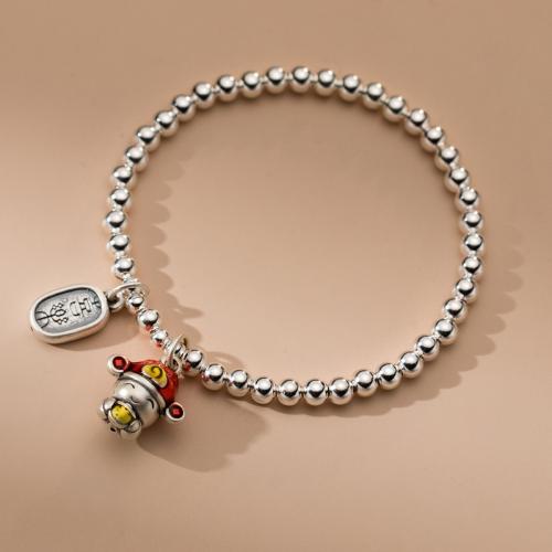 925 Sterling Silver Bracelet, God of Wealth, for woman & epoxy gel Approx 5.9-9.4 Inch 