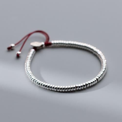 925 Sterling Silver Bracelet, with Polyester Cord, with 1.8inch extender chain, fashion jewelry & for woman Approx 6.1 Inch 