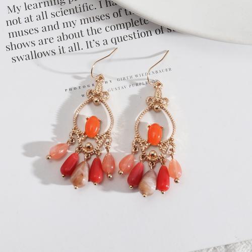 Zinc Alloy Drop Earring, with Agate, fashion jewelry & for woman 