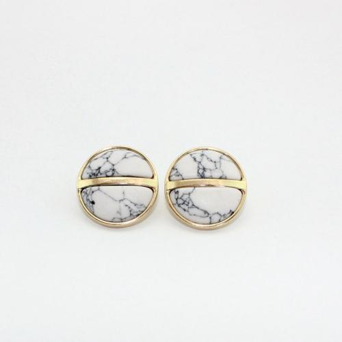 Zinc Alloy Stud Earring, with Howlite, fashion jewelry & for woman, 25mm 
