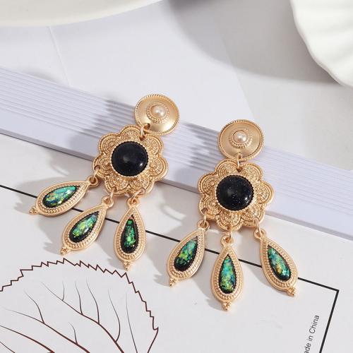 Zinc Alloy Stud Earring, with Natural Stone, fashion jewelry & for woman, 60mm 