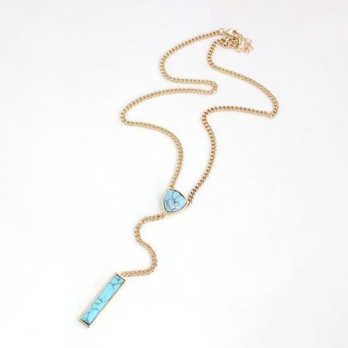 Zinc Alloy Necklace, with turquoise, fashion jewelry & for woman Approx 50 cm 