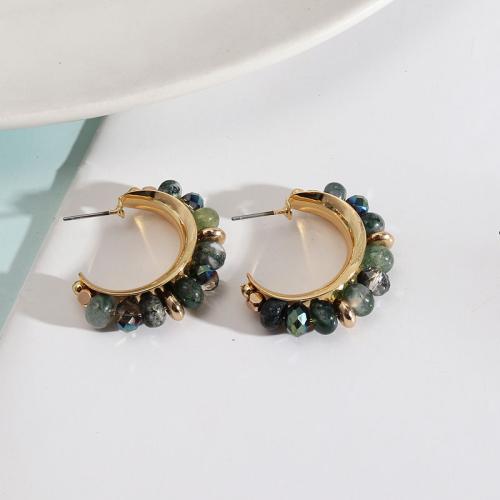 Brass Stud Earring, with Natural Stone, fashion jewelry & for woman 