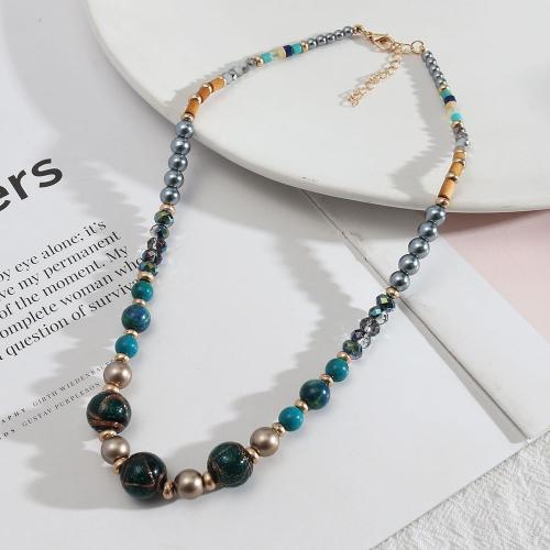 Zink Legierung Halskette, Zinklegierung, mit Kunststoff Perlen, Modeschmuck & für Frau, keine, Länge:ca. 44 cm, verkauft von PC