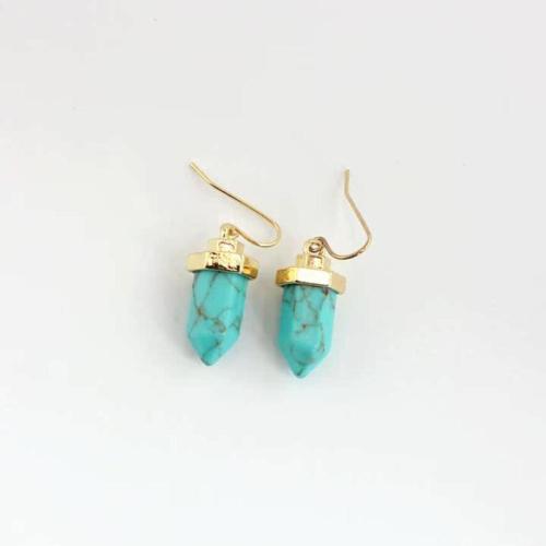 Zinc Alloy Drop Earring, with turquoise, fashion jewelry & for woman, 20mm 