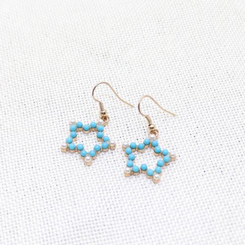 Zinc Alloy Drop Earring, with Plastic Pearl, Star, fashion jewelry & for woman 40mm 
