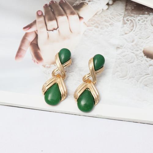 Zinc Alloy Stud Earring, with Gemstone, fashion jewelry & for woman, 46mm 