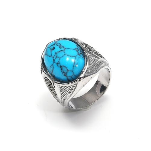 Gemstone Stainless Steel Finger Ring, 304 Stainless Steel, with Natural Stone, Vacuum Ion Plating, fashion jewelry & Unisex 