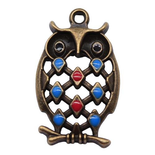 Zinc Alloy Animal Pendants, Owl, antique bronze color plated, DIY & enamel 
