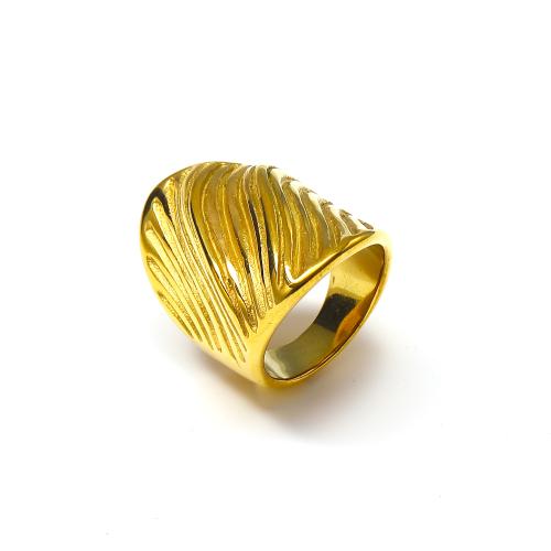 Edelstahl Fingerring, 304 Edelstahl, Vakuum-Ionen-Beschichtung, Modeschmuck & verschiedene Größen vorhanden & für Frau, goldfarben, verkauft von PC