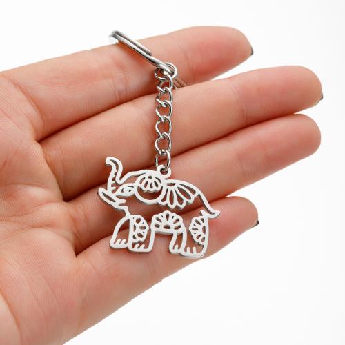 Stainless Steel Key Chain, 304 Stainless Steel, Elephant, plated, multifunctional & Unisex & hollow, original color 
