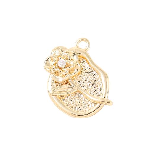 Cubic Zirconia Micro Pave Brass Pendant, real gold plated, DIY & micro pave cubic zirconia 